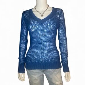 Hooked Up- Blue Knit Sweater